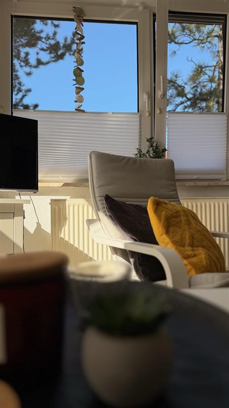 Gemütlicher Sessel am sonnigen Fenster der Wohnung I